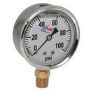 100 PSI LIQUID FILLED STAINLESS STEEL GAUGE 2-1/2" DIAMETER