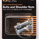 5/16-18 X 1-1/4 INCH BATTERY BOLT - SQUARE HEAD & SHOULDER NUT, TIN PLATED - CLAMSHELL OF 2