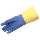NEOPRENE BLUE & YELLOW GLOVES - SIZE LARGE