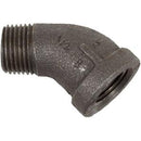 1/2 INCH X 1/2 INCH MNPT X FNPT BLACK IRON STREET ELBOW - 45