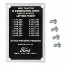 TISCO Patent Data Plate for Ford, 8N14001 - Quality Farm Supply