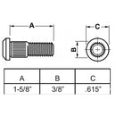 1/2"-20  WHEEL STUD WITH 1-5/8 INCH UNDER HEAD LENGTH - Quality Farm Supply