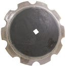 28 INCH X 1/4 INCH NOTCHED WEAR TUFF DISC BLADE WITH 1-1/2 SQ X 1-5/8 RND AXLE