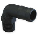 1/2 INCH X 3/8 INCH MNPT X HOSE BARB  POLY ELBOW - 90
