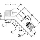 3/8 Male OFS X 3/8 Male O-Ring Boss 45 Deg; - Straight Thread Elbow - Steel