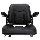 UNIVERSAL AG / INDUSTRIAL SEAT WITH FOLDING BACK & ARMS - BLACK VINYL