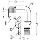 3/8 Male OFS X 1/2 Male O-Ring Boss 90 Deg; - Straight Thread Elbow - Steel